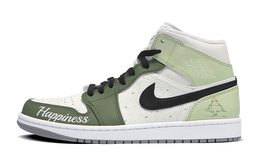 Баскетбольные кроссовки Air 1 Vintage женские высокие зеленый/белый/черный Jordan bq6472-115(team24-女款圣诞树) | olive green