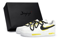 Nike Кроссовки для скейтбординга Air Force 1 женские, низкие, черно-желтые dh2920-111(team80-女款卷青空黄s-box) | white black yellow