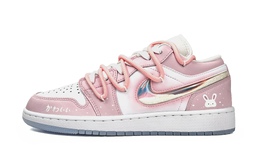 Баскетбольные кроссовки Air 1 Vintage женские с низким верхом белого цвета Jordan, розовый/белый fq9112-100(team11-可爱兔女款粉白) | pink/white