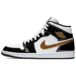 1 Mid Patent Black White Gold, кроссовки женские Jordan 852542-007 | white/black/gold