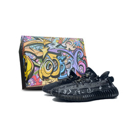 Кроссовки Yeezy Boost 350 V2 Lifestyle унисекс с низким верхом белого цвета Adidas, черный/белый hq4540(team188-云起笔墨s-box) | black/white