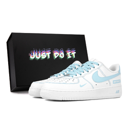Кроссовки Air Force 1 для скейтбординга унисекс с низким верхом Nike, цвет White and Blue - Gift Box Style 315122-111(team18-线条白蓝) | white and blue - gift box style