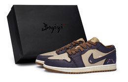 Баскетбольные кроссовки Air 1 Vintage женские с низким верхом розового цвета Jordan, цвет Purple Brown fj3453-200(team80-女款紫薯焦糖s-box) | purple brown