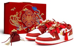 Баскетбольные кроссовки Air 1 Vintage Unisex Low-Top Red/Gold/White Jordan fj3459-160(team52-情定终身s-box) | gold red