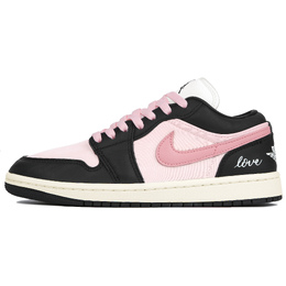 Jordan Баскетбольные кроссовки Air 1 Cushioning Slip с низким верхом, винтажные, женские, черные, розовые, белые fb9893-101（team4-女款莓莓恋人） | black pink white