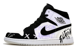 Баскетбольные кроссовки Air 1 Mid SE Panda Mid Top для детей и подростков Jordan, фиолетовый dn4321-100(team400-粉墨纪元gs款紫色) | active purple