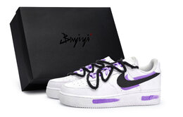 Nike Кроссовки Air Force 1 811 Manufacture, небесно-голубые, фиолетовые, специальные, низкие, для скейтбординга, унисекс, белые, черные, фиолетовые cw2288-111(team80-男女卷青空紫s-box) | white black purple