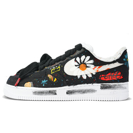 Кроссовки Air Force 1 для скейтборда унисекс с низким верхом белого цвета Nike, черный cw2288-111(team651-男女同款低帮爆烈涂鸦） | black