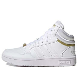 Кроссовки hoops 3.0 mid классические туфли Adidas, белый gy4752 | cloud white / cloud white / gold metallic