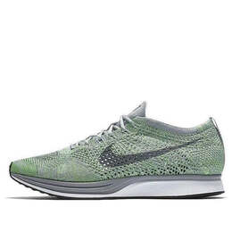 Кроссовки flyknit racer Nike, белый 526628-103 | white/gray/fluorescent green/wolf gray