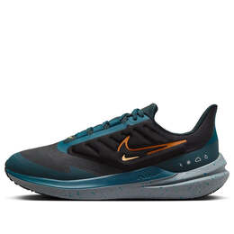 Кроссовки air winflo 9 shield Nike, черный dm1106-002 | black/geode teal/deep jungle/safety orange