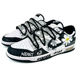 Кроссовки Nike Dunk Skateboarding Shoes Unisex Low-top White, черный/белый dd1391-100(team45-小雏菊手稿礼盒款 ) | black/white