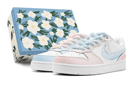 Женские кроссовки для скейтбординга Nike Court Borough Low, 	 Pink bq5448-100(teams-蓝粉爱心鸳鸯s-box) | 	 pink