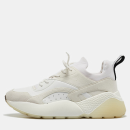 Stella McCartney White/Grey Faux Leather and Faux Suede Eclypse Lace Up Sneakers Size 41 1080625