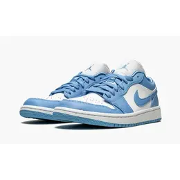 Кроссовки Nike Air Jordan 1 Low, полнота G (EU)/ на среднюю и широкую стопу, размер 38.5EUR, голубой, белый, синий 103740478005