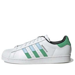 Кроссовки суперзвезда обувь Adidas, белый hq2168 | cloud white / semi screaming green / blue dawn