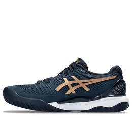 Кроссовки гелевые Resolution 9 теннисные кроссовки Asics, синий 1041a468-960 | navy/white/gold