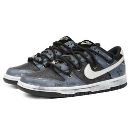 Кроссовки Nike Dunk Skateboard Shoes Men Low-Top Black Blue Silver dv0831-002(teamp-暗黑扑克男s-box)