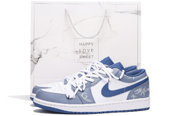 Кроссовки Air Jordan 1 Vintage Basketball Shoes Men Low-Top White 553558-414(team59-男款龙年蓝sbox) | steel blue