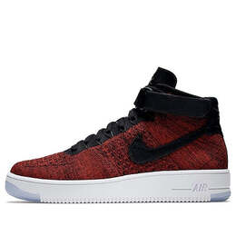 Кроссовки air force 1 mid ultra flyknit Nike, красный 817420-600 | university red/black-white