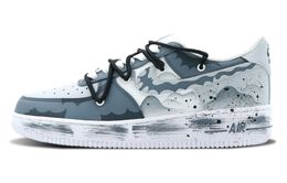 Nike Кроссовки Air Force 1 с антискользящей амортизацией, низкие, для скейтбординга, унисекс, белые cw2288-111(team874-蝙蝠水墨) | white