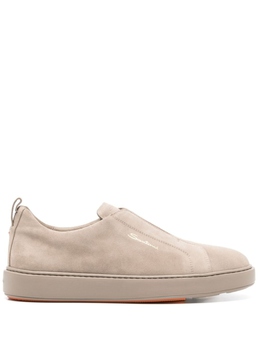 Santoni замшевые кроссовки-слипоны, нейтральный цвет mbcd21995tartseym45 | нейтральный цвет