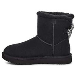 Кроссовки с клетчатым бантом короткие зимние ботинки Ugg, черный 1138132-blk | black