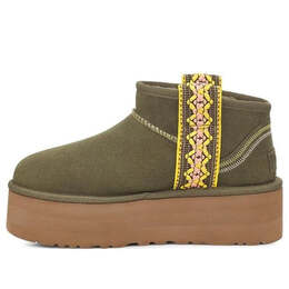 Кроссовки классические ультра мини плетеные plat Ugg, зеленый 1138491-btol | olive green