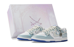 Кроссовки Nike Dunk Skateboarding Shoes Men Low-top White, синий/белый dv0831-104(team拾柒-男款低帮自由行者板鞋) | blue/white