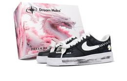 Nike Кроссовки для скейтбординга Air Force 1, мужские, низкие, белые/черные cw2288-111(team201-黑韵雏菊box） | black elegance daisy