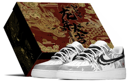 Nike Кроссовки Air Force 1 Low Top для скейтбординга, мужские, черные, белые, серые cw2288-111(teama-水墨竹画s-box) | black white gray