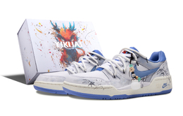 Кроссовки Nike Full Force Skateboarding Shoes Men Low-top White/blue/gray, серый/синий fb1362-100(team28-竹林晚box) | gray/blue