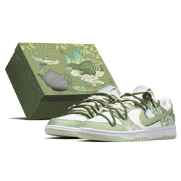 Кроссовки Nike Dunk Skateboarding Shoes Men Low-top Beige/green, зеленый dv0831-105(teama-龙井茶s-box) | beige/green