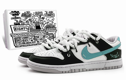 Кроссовки Nike Dunk Skateboarding Shoes Men Low-top Aurora Black/Zero Metalic/Green Spark, черный dv0831-101(team131-恶棍天使绿sbox) | black