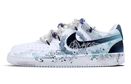 Nike Кроссовки для скейтборда Court Vision 1 Low с противоскользящим покрытием, износостойкие, мужские, белые, зеленые, синие dh2987-101(team51-叹墨晚书) | ink wash