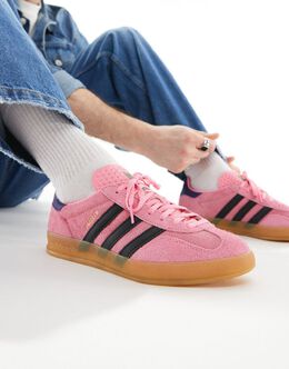 Розовые и черные кроссовки Adidas Gazelle Indoor с резиновой подошвой 134169662 | pink