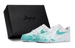 Nike Кроссовки Air Force 1 811 Manufacturing, Oil Paint On Site, Special Shoe Box Low Top Skateboard Shoes Women's White Green dh2920-111(team80-女款油彩现场s-box) | white green