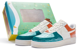 Кроссовки для скейтбординга Air Force 1 мужские низкие, синие/белые/оранжевые Nike cw2288-111(team80-男款日落大道s-box)