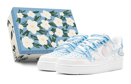 Мужские кроссовки для скейтбординга Nike Air Force 1, Pink and Blue cw2288-111(teams-粉蓝小熊男s-box) | pink and blue