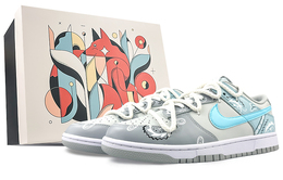 Кроссовки Nike Dunk Skateboarding Shoes Men Low-top Gray/Blue, белый dj6188-001(team40-蓝白腰果花s-box) | white