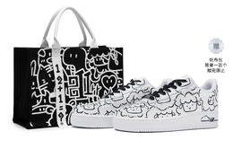 Nike Кроссовки для скейтбординга Air Force 1, мужские, низкие, черные cw2288-111(team80-男款皮皮猴s-box) | black white