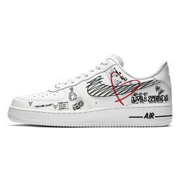 Кроссовки Nike Air Force 1 Skateboarding Shoes Men Low-top White/black, белый/черный cw2288-111(team10-七夕涂鸦) | white/black