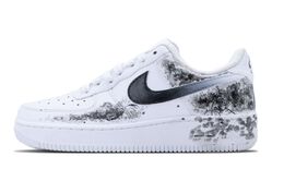 Кроссовки Nike Air Force 1 Skateboarding Shoes Men Low-top Black&White, белый cw2288-111(team147-空军水墨) | white