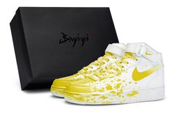 Nike Кроссовки Air Force 1 Coverage противоскользящие и износостойкие, для скейтбординга, мужские, белые, желтые cw2289-111(team80-男油画现场中sbox) | white yellow
