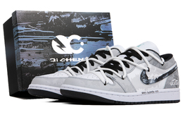 Баскетбольные кроссовки Air 1 Vintage Men Low-Top White/Grey/Black Jordan 553558-131（team63-雪山岛恋sbox） | white gray