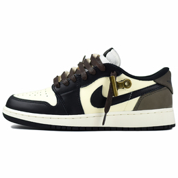 Баскетбольные кроссовки Air 1 Vintage Men Low-Top Black/Beige/Brown Jordan cz0790-102(team96-男款摩卡小倒钩） | black brown