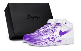Кроссовки Air Force 1 для скейтбординга мужские, среднего размера, фиолетовый Nike cw2289-111(team80-男幽会现场中sbox) | white/purple