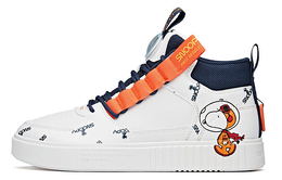 Snoopy X Скейтбординг Кроссовки Мужские Высокие Белые / Берегово-голубые / Флуоресцентный Тепло-оранжевый Anta 912128017-1