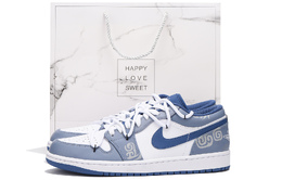 Кроссовки Air Jordan 1 Vintage Basketball Shoes Men Low-Top White 553558-414(team59-男款蓝色八sbox) | uniform blue