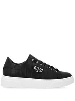 Культовые кроссовки с однотонной отделкой под крокодила Philipp Plein, черный ladsusc0783ple010n | черный